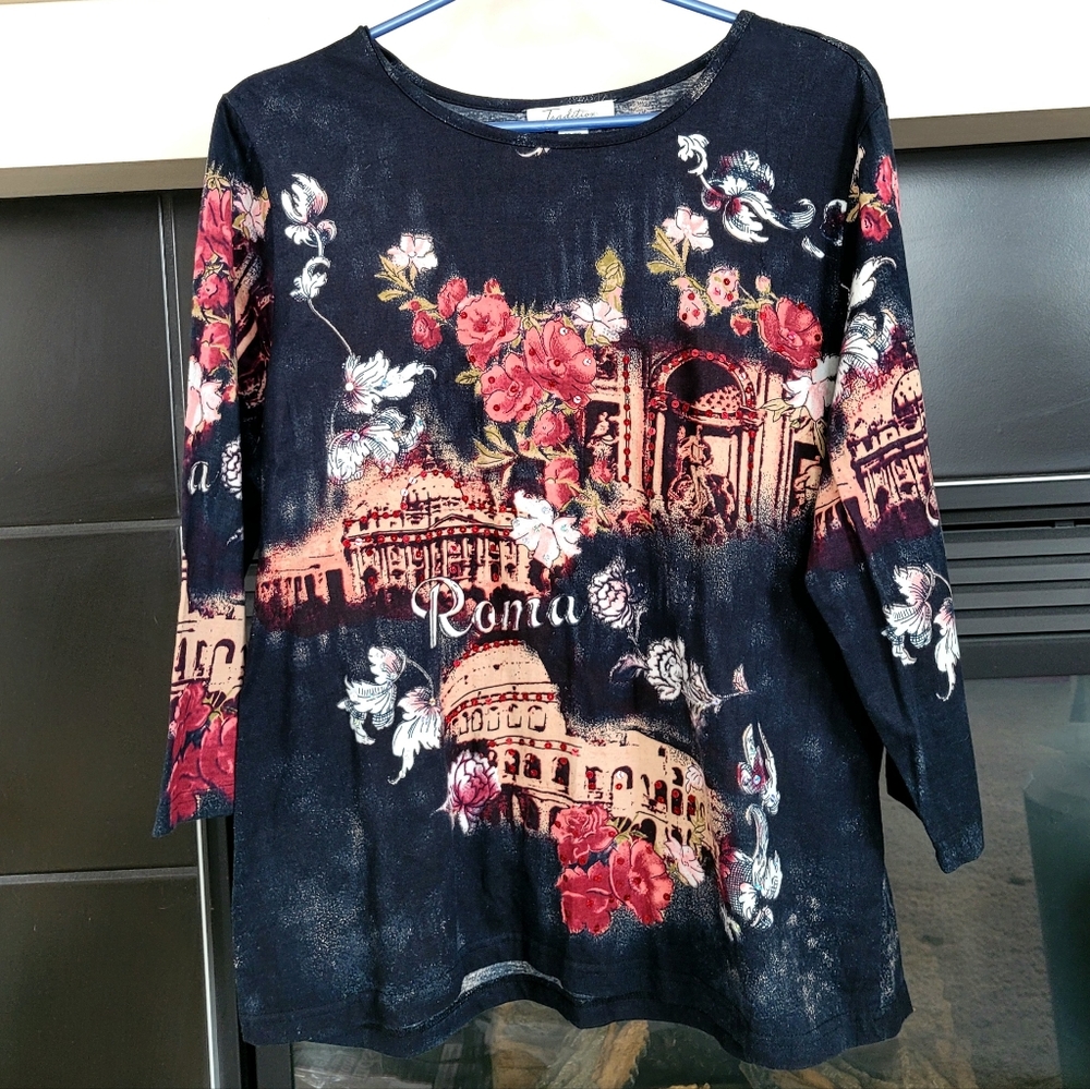 100% Cotton Tradition Country Collection 3/4 long Sleeves Pullover top S…